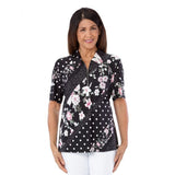 Silverts SV22660 Womens Adaptive Zippered Neck Open-Back Top-Flower Print-Medium