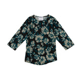 Silverts SV22910 Womens Soft Sweater Knit Adaptive Top-Black/Turq Floral-Large