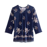 Silverts SV23180 Womens Attractive Adaptive Top-Navy Floral-Medium