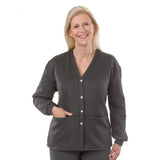 Silverts SV23250 Adaptive Fleece Cardigan For Women-Grey-Large