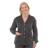 Silverts SV23250 Adaptive Fleece Cardigan For Women-Grey-Medium