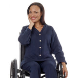 Silverts SV23250 Adaptive Fleece Cardigan For Women-Navy-Medium