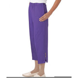 Silverts SV23450 Easy Access Cotton Capris Pants-Purple-Medium