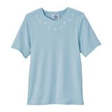 Silverts SV24710 Womens Soft Embroidered Adaptive Top-Robin Egg Blue-Extra Large