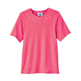 Silverts SV24710 Womens Soft Embroidered Adaptive Top-Pink-Medium