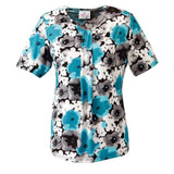 Silverts SV24770 Inverted Pleat Adaptive Open Back Top For Women-Teal Flower-SM