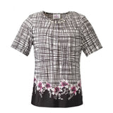 Silverts SV24780 Womens Adaptive Fashion Top Short Sleeve-Pink Flower-Large