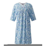 Silverts SV26000 Pretty Cotton Hospital Gown With Snaps-Blue Butterfly-Large