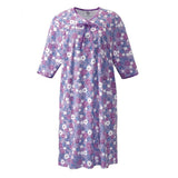 Silverts SV26000 Pretty Cotton Hospital Gown With Snaps-Mauve Carnation-Medium