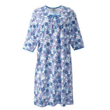 Silverts SV26000 Pretty Cotton Hospital Gown With Snaps-Blue Carnation-Large