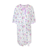 Silverts SV26000 Pretty Cotton Hospital Gown With Snaps-Rose Print-Large