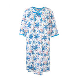 Silverts SV26000 Pretty Cotton Hospital Gown With Snaps-Blue Floral-Extra Large