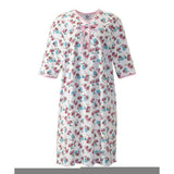 Silverts SV26000 Pretty Cotton Hospital Gown With Snaps-Pink Rose-Extra Small