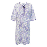 Silverts SV26000 Pretty Cotton Hospital Gown With Snaps-Purple Paisley-Medium