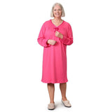 Silverts SV26120 Antimicrobial Adaptive Open Back Hospital Nightgown-Pink-XS