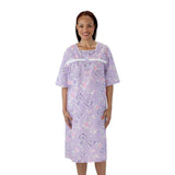 Silverts SV26180 Short Sleeve Hospital Gowns For Women-Lilac Butterfly-Large