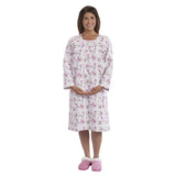 Silverts SV26300 100% Cotton Flannel Hospital Gown With Snaps-Floral Paisley-LGE