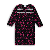 Silverts SV26300 100% Cotton Flannel Hospital Gown With Snaps-Black Dot-Large