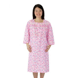 Silverts SV26320 Comfy 3/4 Long Sleeve Hospital Gowns For Women-Pink Tulip-Small