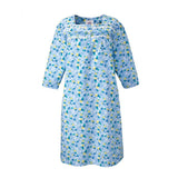 Silverts SV26320 Comfy 3/4 Long Sleeve Hospital Gowns For Women-Blue Tulip-Large