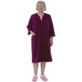 Silverts SV26450 Womens Adaptive Fleece Housecoat-Burgundy-Large