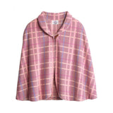 Silverts SV30290 Womens Bed Jacket Capes For Women-Pink Plaid-One