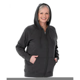 Silverts SV40020 Womens Magnetic-Zipper Hoodie With Pockets-Gray-Large