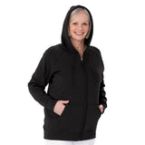 Silverts SV40020 Womens Magnetic-Zipper Hoodie With Pockets-Black-Large