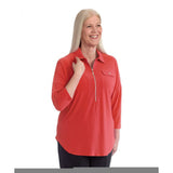 Silverts SV41030 Womens Zip-Front Top For Self-Dressing-Living Coral-Small