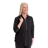 Silverts SV41030 Womens Zip-Front Top For Self-Dressing-Black-Large