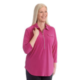 Silverts SV41030 Womens Zip-Front Top For Self-Dressing-Magenta-Medium