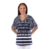 Silverts SV41080 Wide Bell Sleeve Top For Easy Self Dressing-Navy Lace-Large