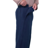 Silverts SV50630 Mens Arthritis Fleece Easy Access Pants Elastic Waist-Navy-LGE