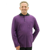 Silverts SV51830 Mens Jersey Golf Shirt-Burgundy Check-Extra Large