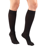 Truform 1973 Womens Rib Patten Knee High Sock-15-20 Gradient-Med-Black