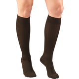 Truform 1973 Womens Rib Patten Knee High Sock-15-20 Gradient-Med-Brown