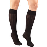 Truform 1975 Womens Cable Patten Knee High-15-20 Gradient-Large-Black