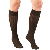 Truform 1975 Womens Cable Patten Knee High-15-20 Gradient-Med-Brown