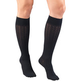 Truform 1975 Womens Cable Patten Knee High Sock-15-20 Gradient-XL-Navy