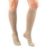 Truform 1975 Womens Cable Patten Knee High Sock-15-20 Gradient-Med-Tan