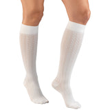 Truform 1975 Womens Cable Patten Knee High-15-20 Gradient-XL-White